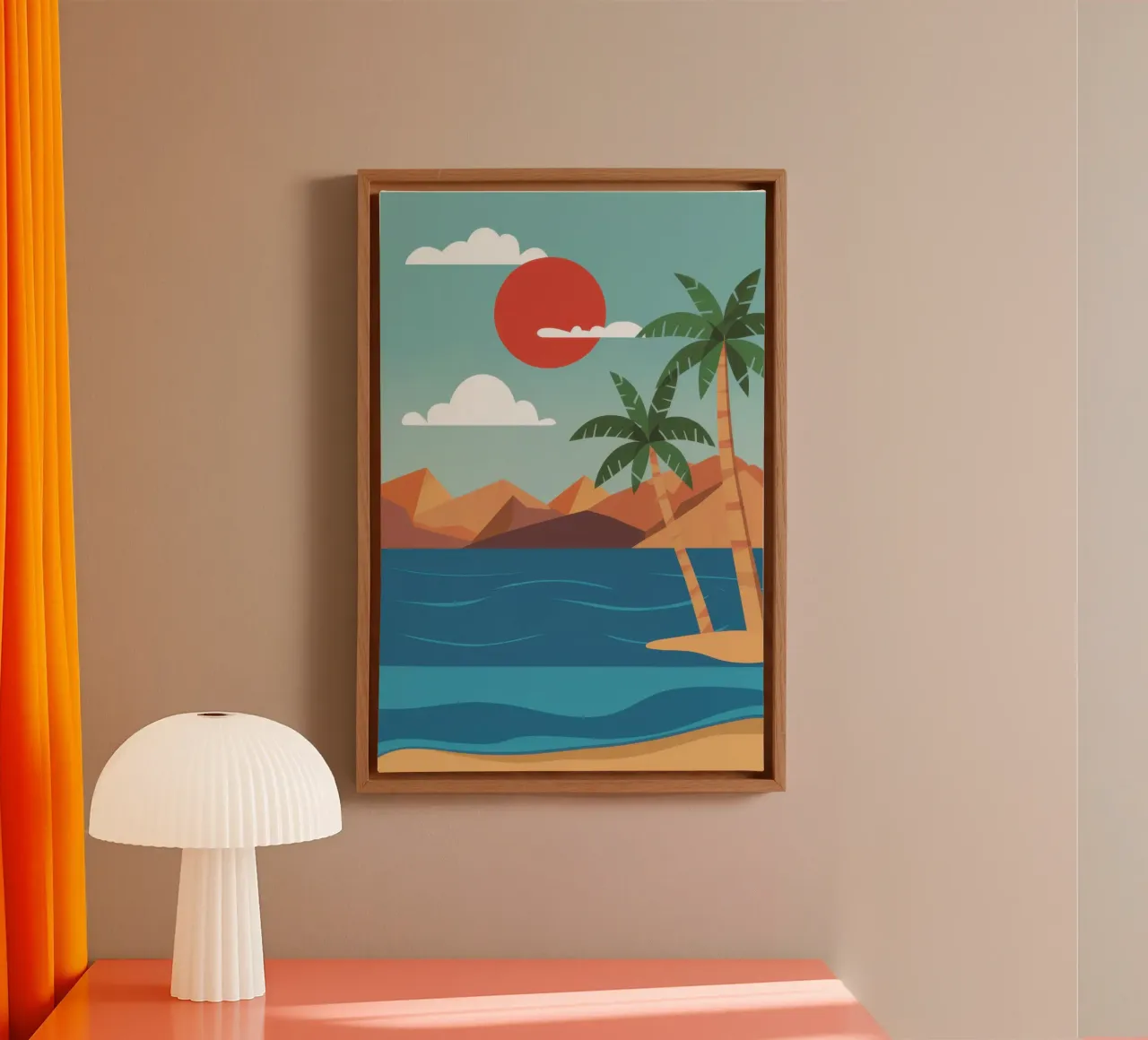 Zonsondergang in Crimson Cove canvas met Baklijst van Giant Foxs