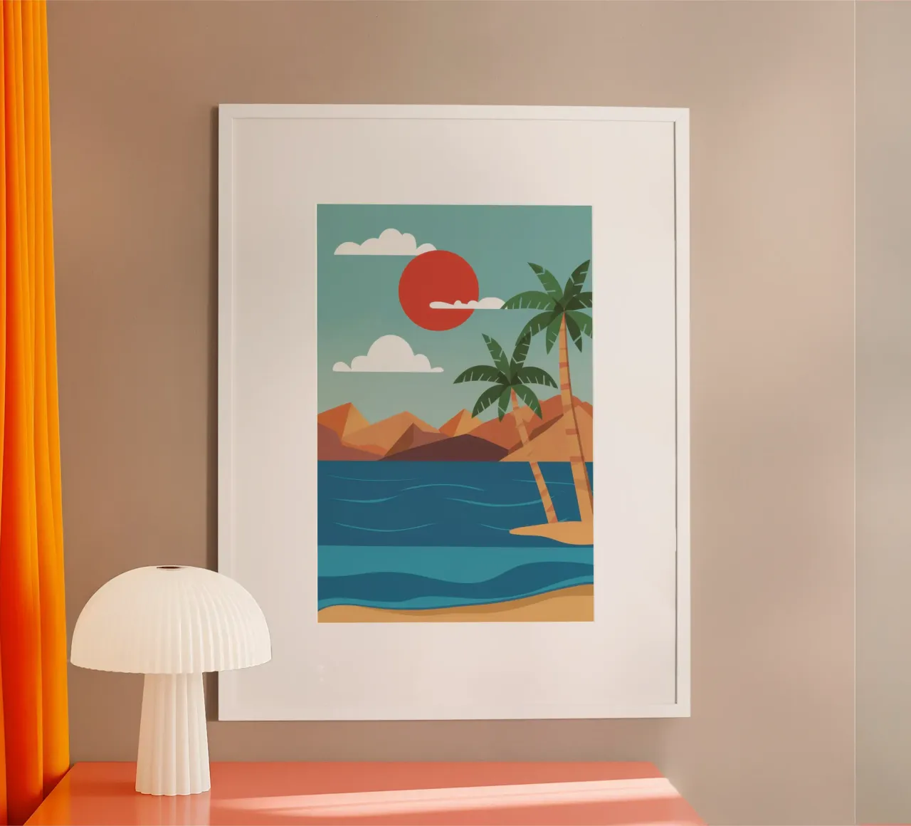 Tramonto a Crimson Cove poster con telaio in alluminio da Giant Foxs