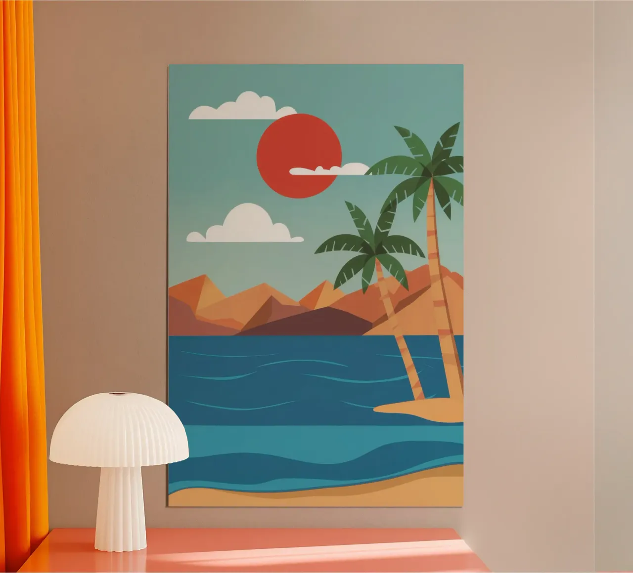 Tramonto a Crimson Cove poster con telaio in alluminio da Giant Foxs