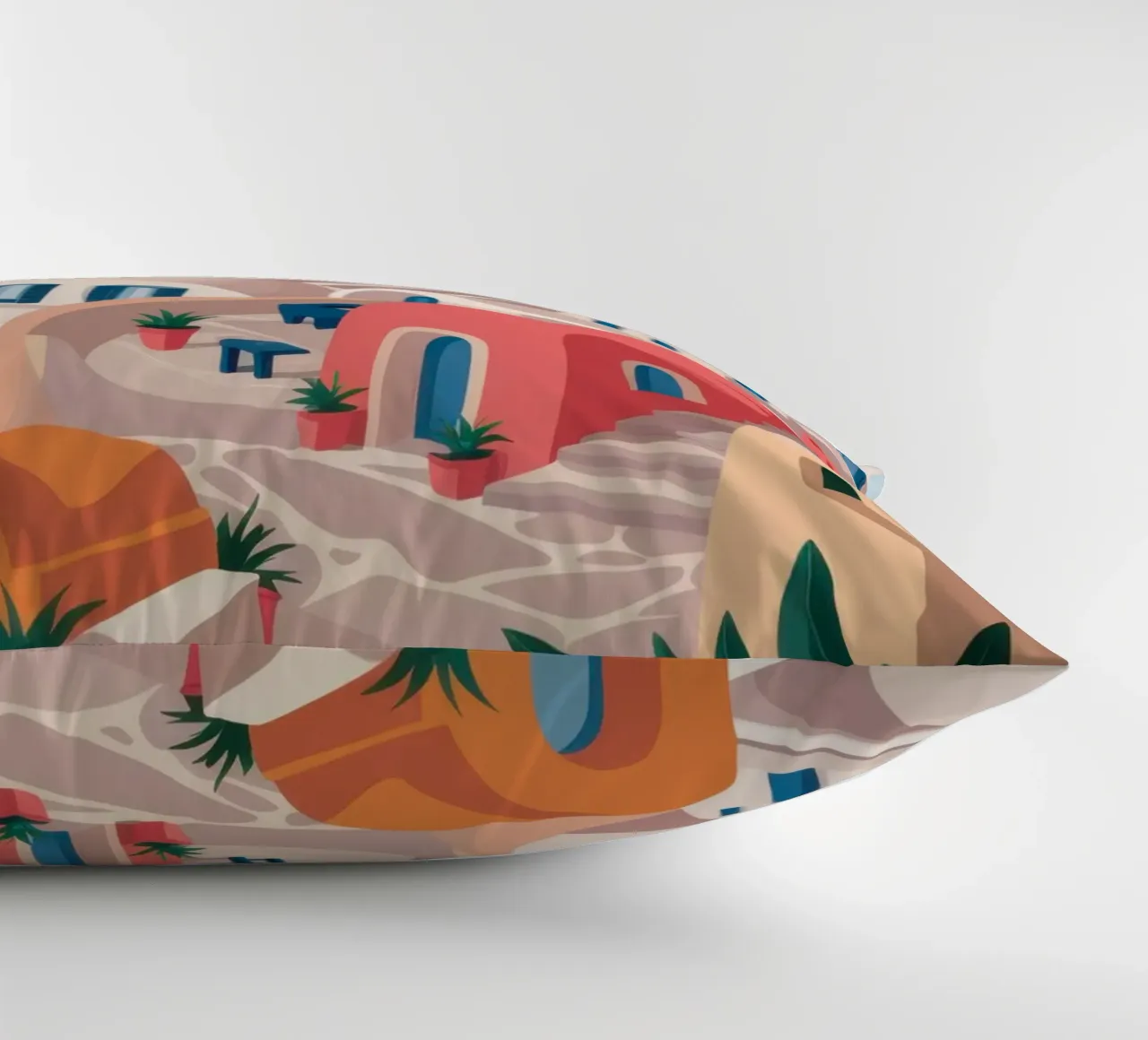 Hellenic Hillside Harmony decorative cushion by Ink Pulse