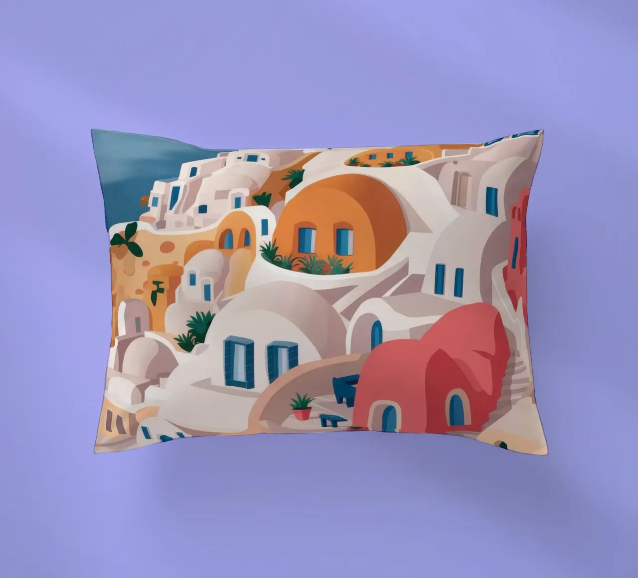 Hellenic Hillside Harmony decorative cushion by Ink Pulse
