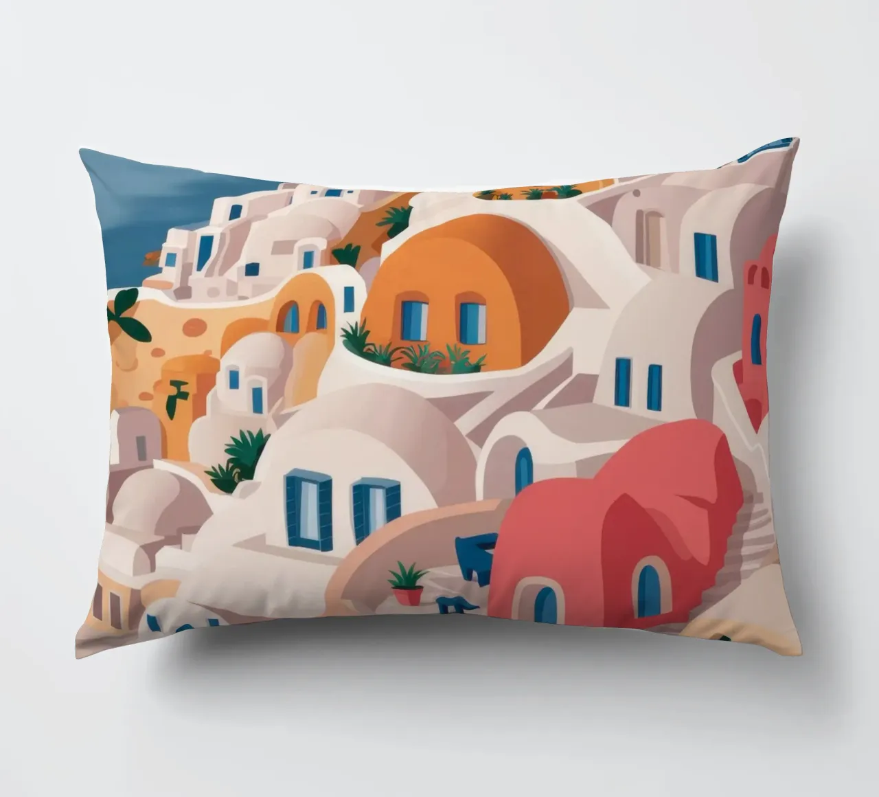 Hellenic Hillside Harmony decorative cushion by Ink Pulse