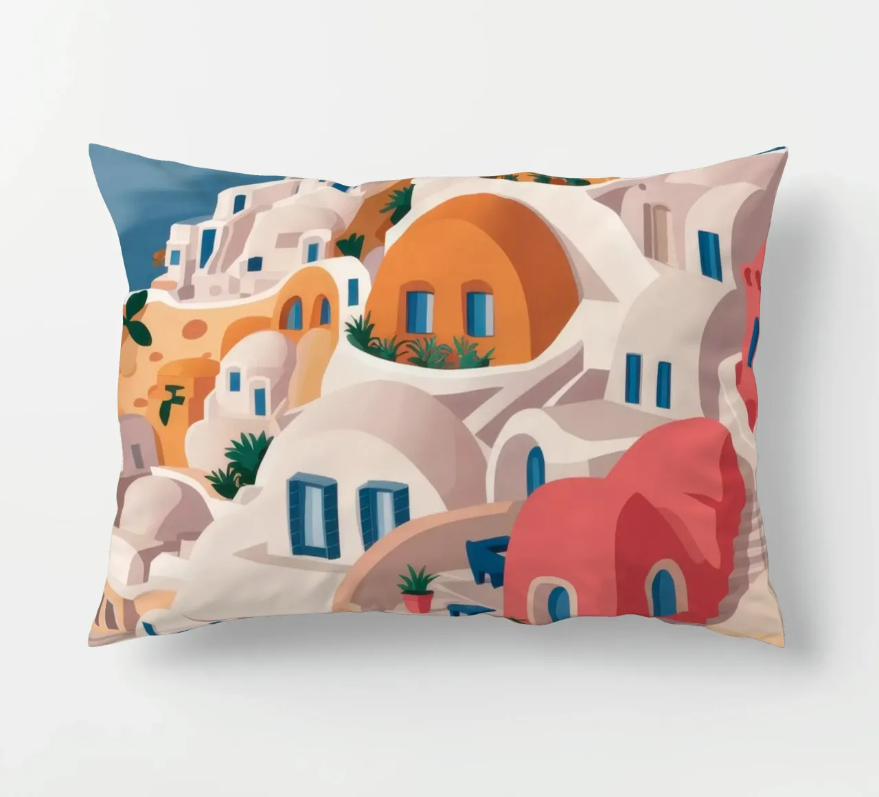 Hellenic Hillside Harmony decorative cushion by Ink Pulse