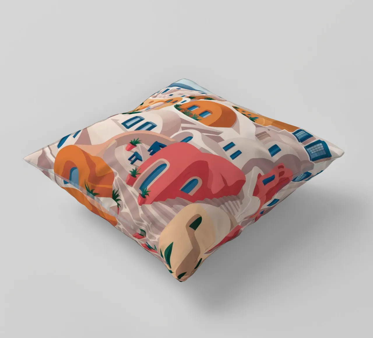 Hellenic Hillside Harmony decorative cushion by Ink Pulse