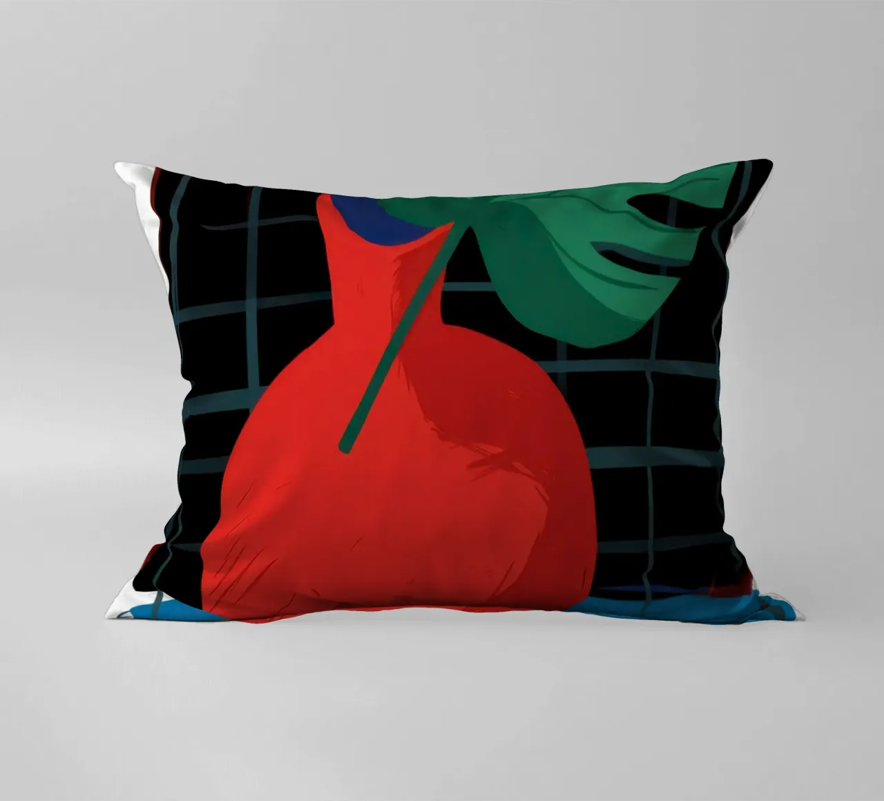 Monstera's Crimson Boldness decorative cushion by Giant Foxs