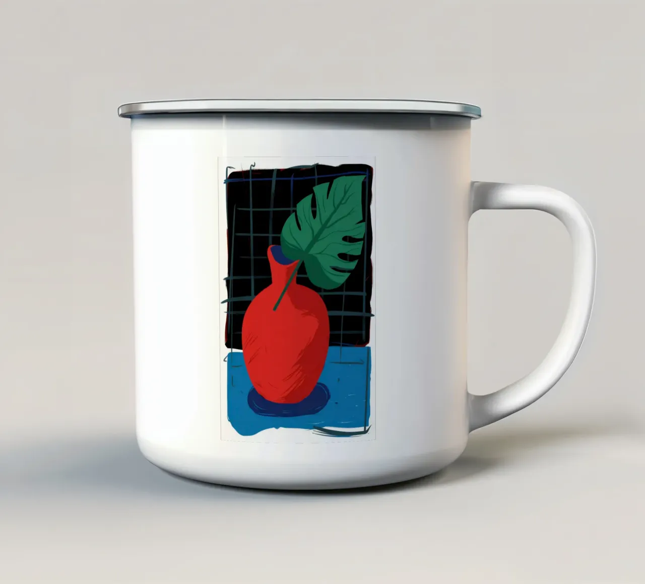 L'audacia cremisi di Monstera tazza in smalto da Giant Foxs