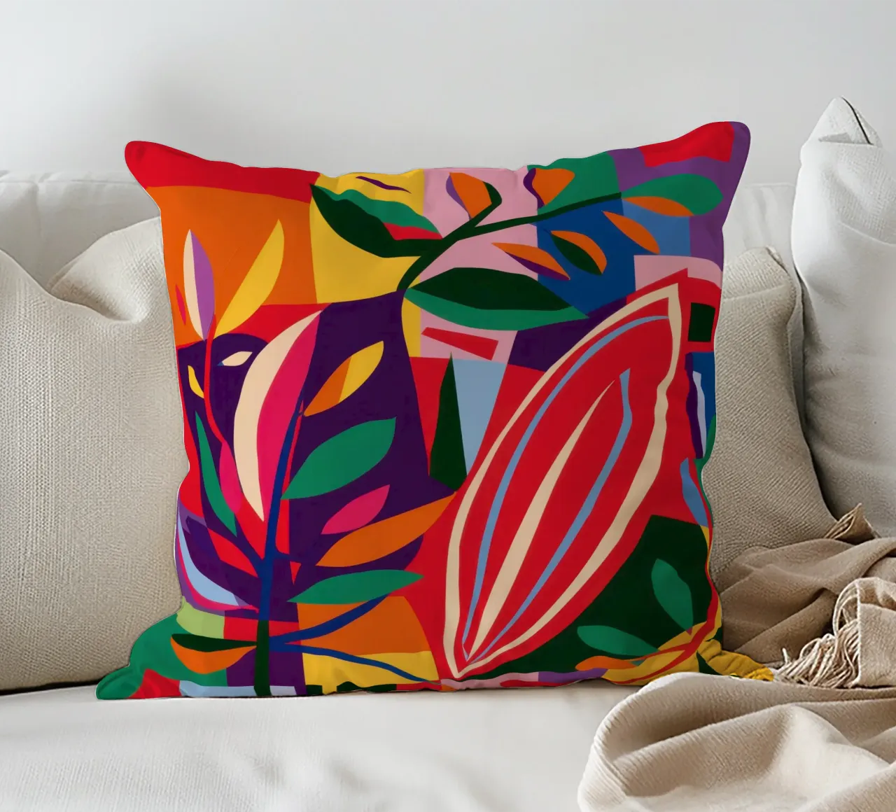 Carnival of Leaves decorative cushion by Rain Balance