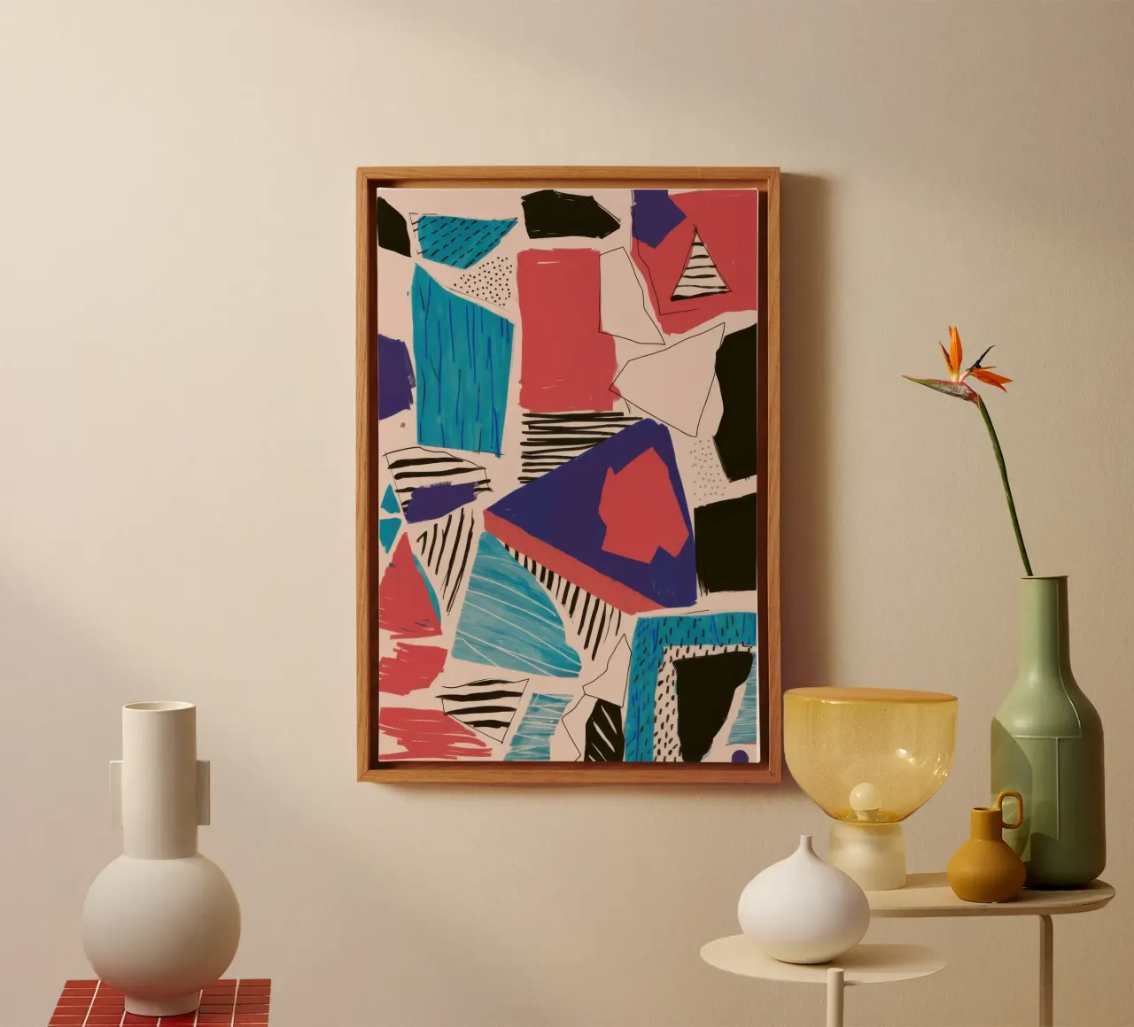 Ritmische collage chaos canvas met Baklijst van Dream Gesso