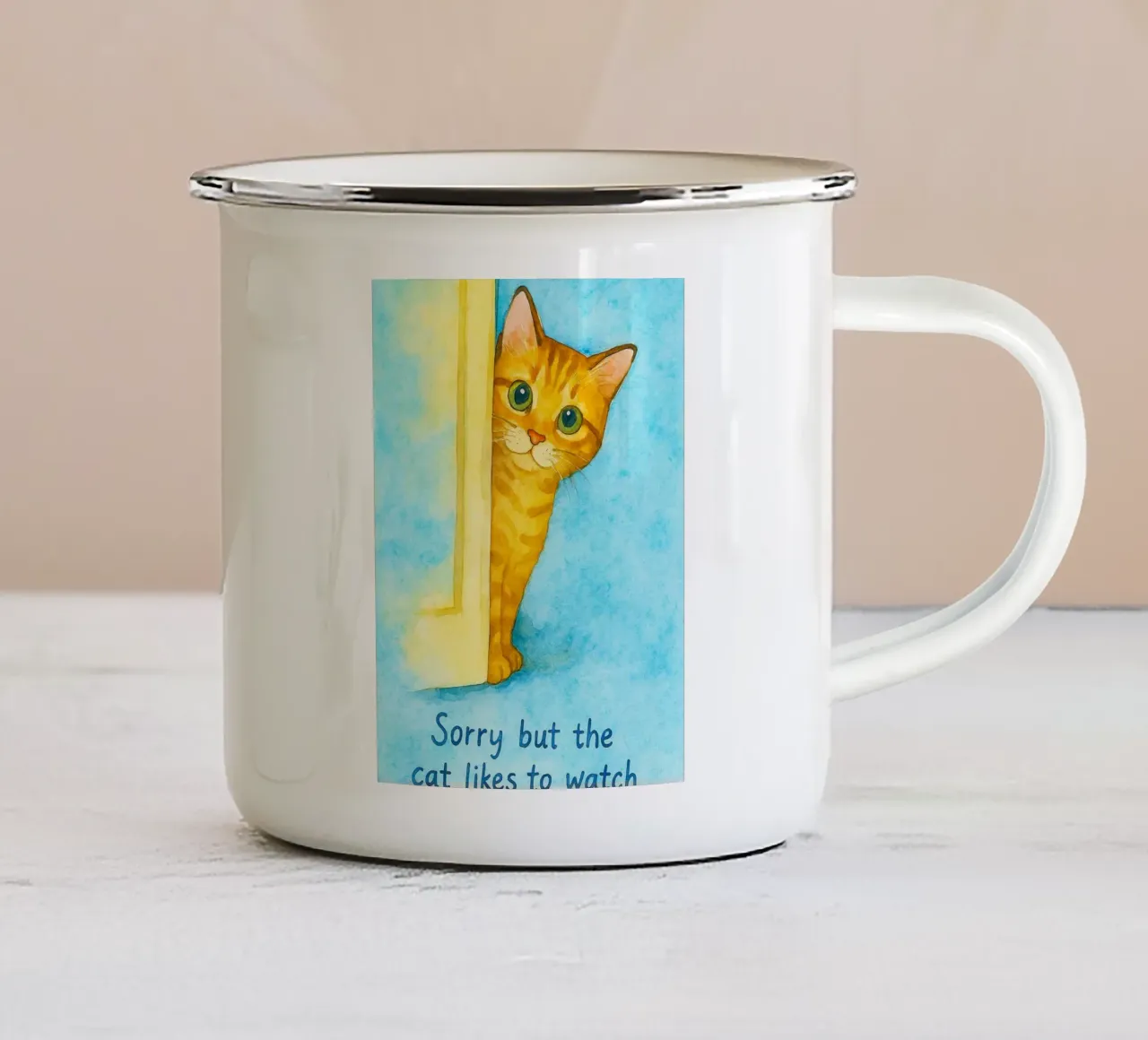 Mi dispiace ma al gatto piace guardare tazza in smalto da Mirage