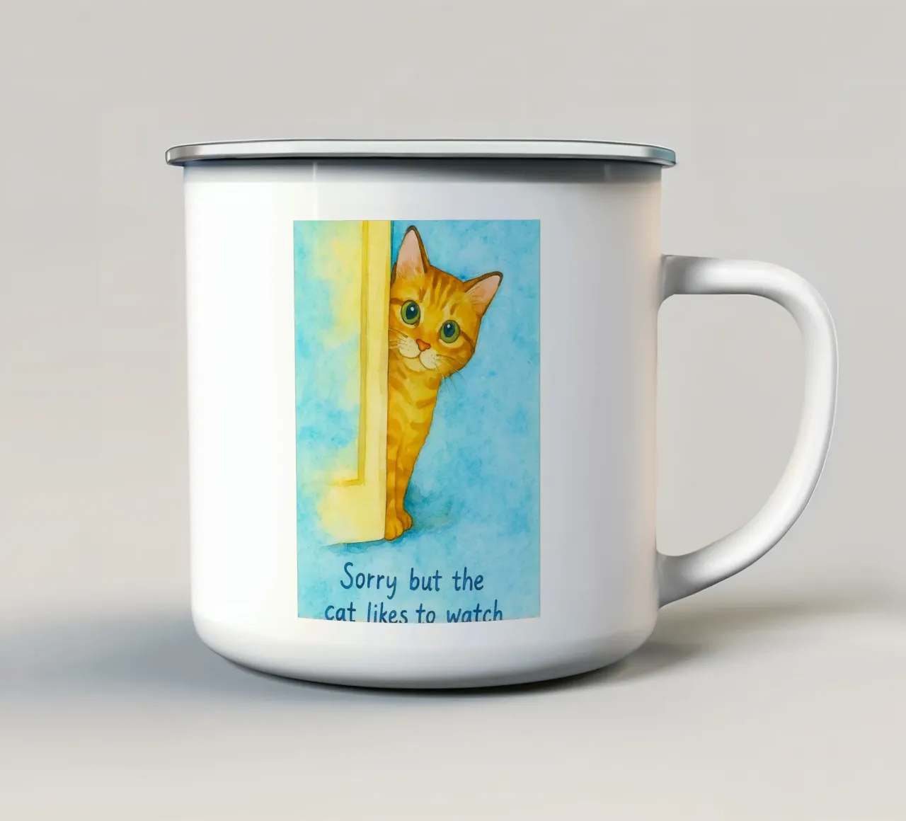 Mi dispiace ma al gatto piace guardare tazza in smalto da Mirage