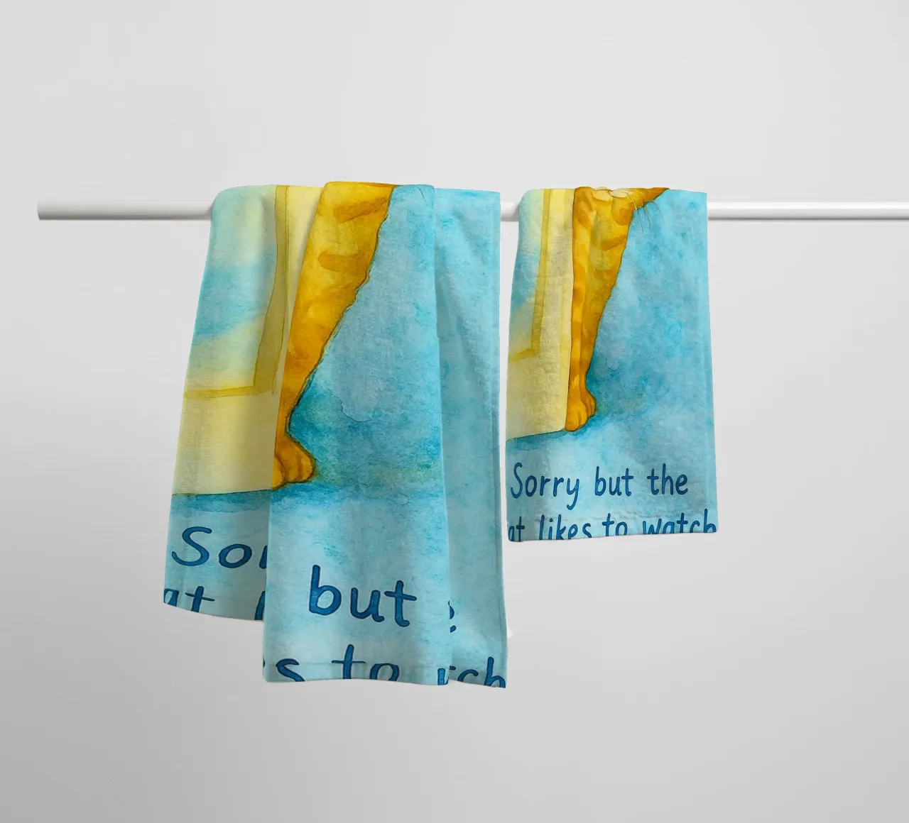 sorry but the cat likes to watch towel by Mirage