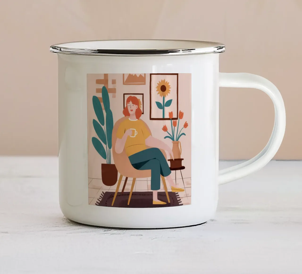 Mon coin lecture mug en émail de Ink Pulse