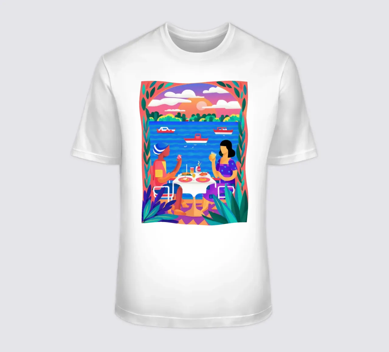 Cena da sogno in riva al mare t-shirt da Mythy Brush