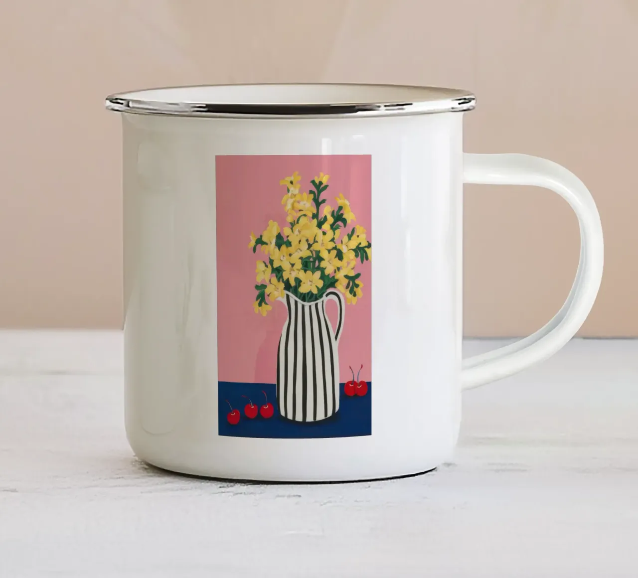 Grafico a strisce Forsythia tazza in smalto da Rain Balance