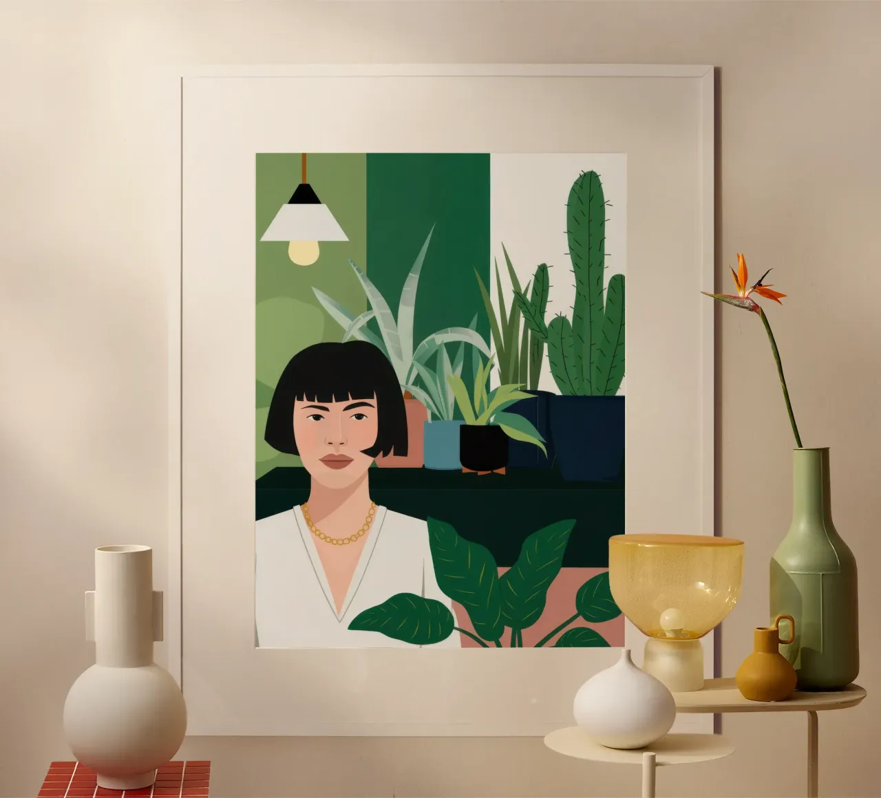 Ritratto notturno del giardino poster con telaio in alluminio da Ink Pulse