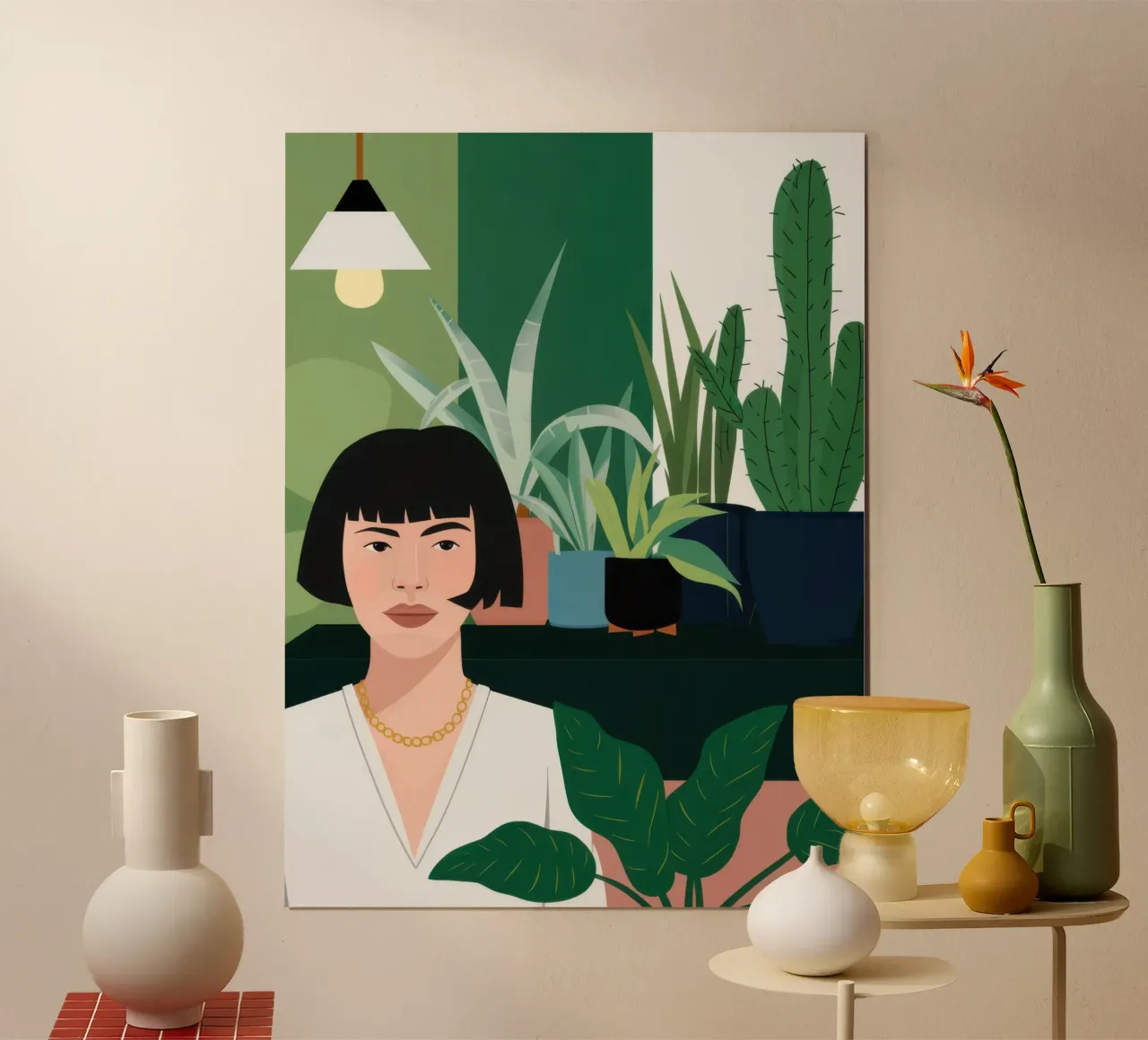 Ritratto notturno del giardino poster con telaio in alluminio da Ink Pulse
