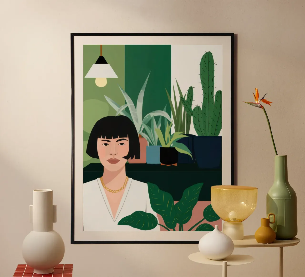 Ritratto notturno del giardino poster con telaio in alluminio da Ink Pulse