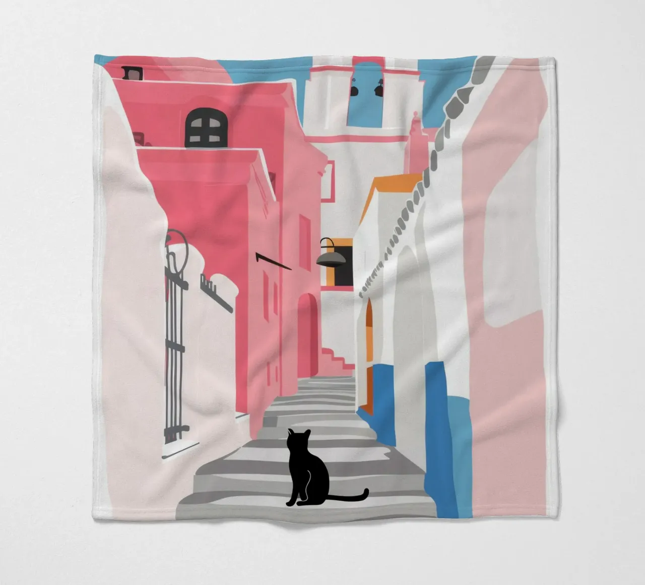 Un gatto in una strada rosa coperta in pile da Mythy Brush