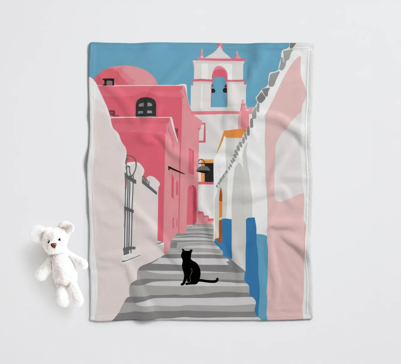 Un gatto in una strada rosa coperta in pile da Mythy Brush