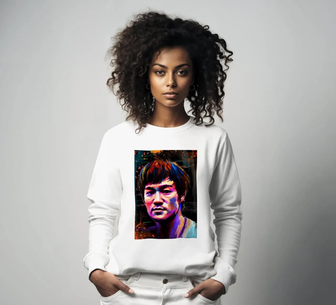 Bruce Lee abstract colorful pop art felpa da Lembayung art