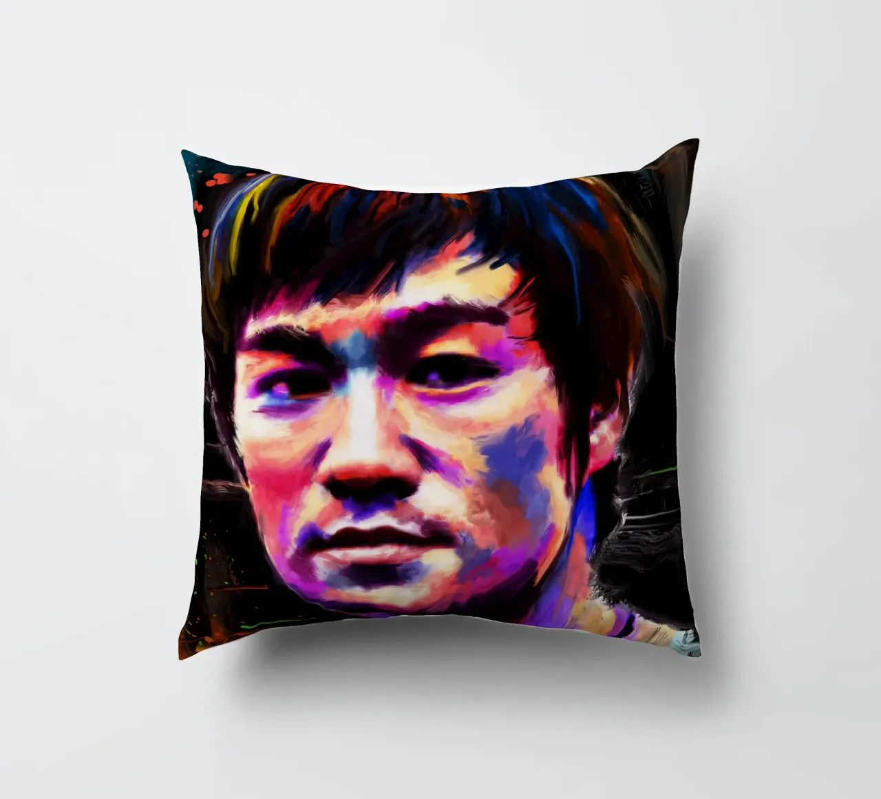 Bruce Lee abstract colorful pop art cuscino da Lembayung art