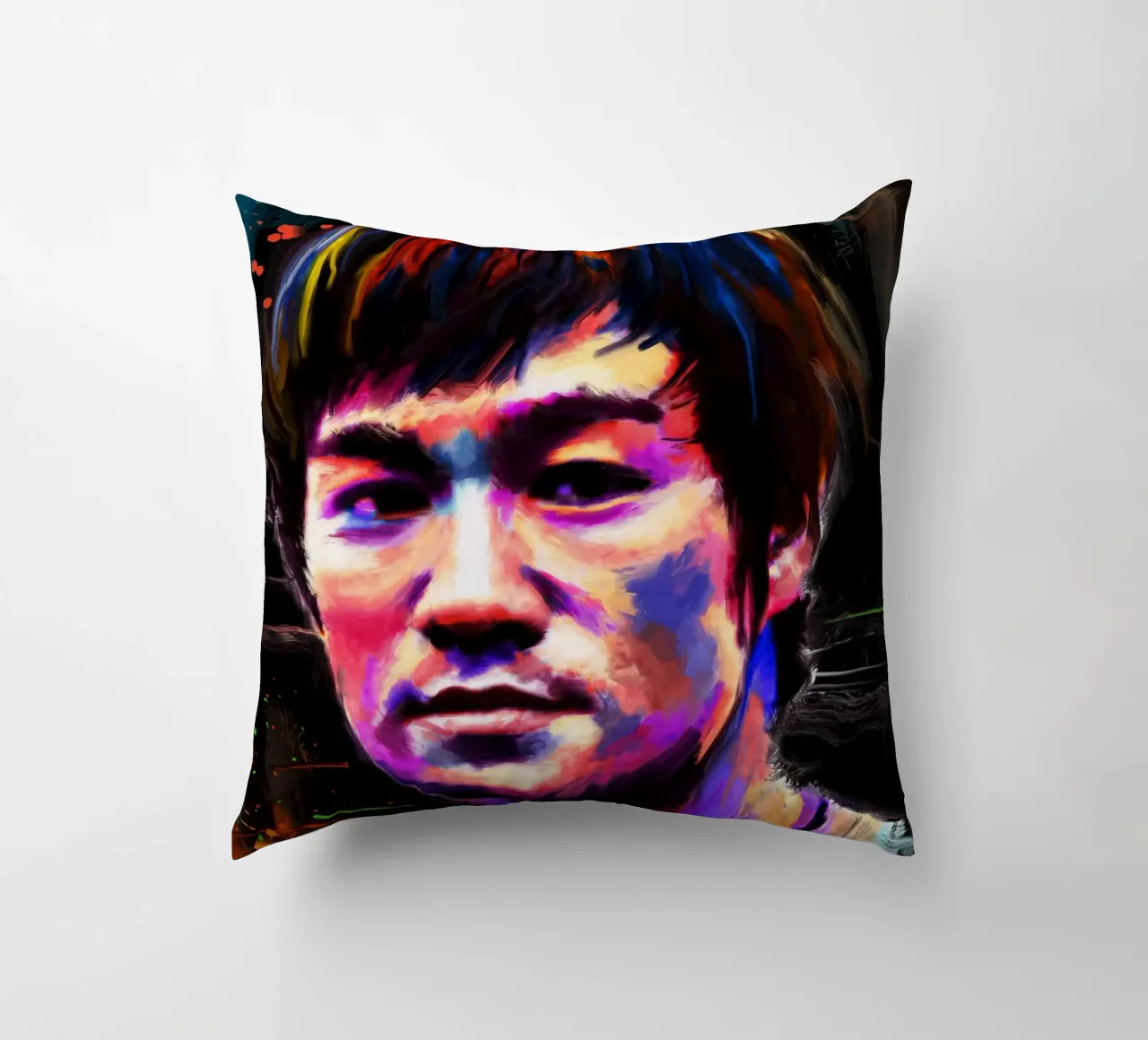 Bruce Lee abstract colorful pop art cuscino da Lembayung art