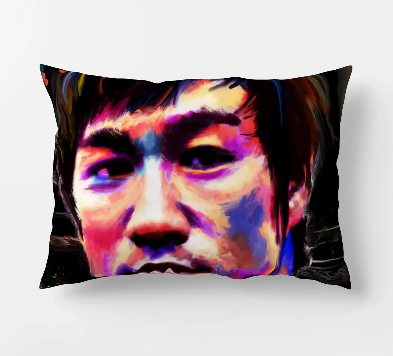 Bruce Lee abstract colorful pop art cuscino da Lembayung art
