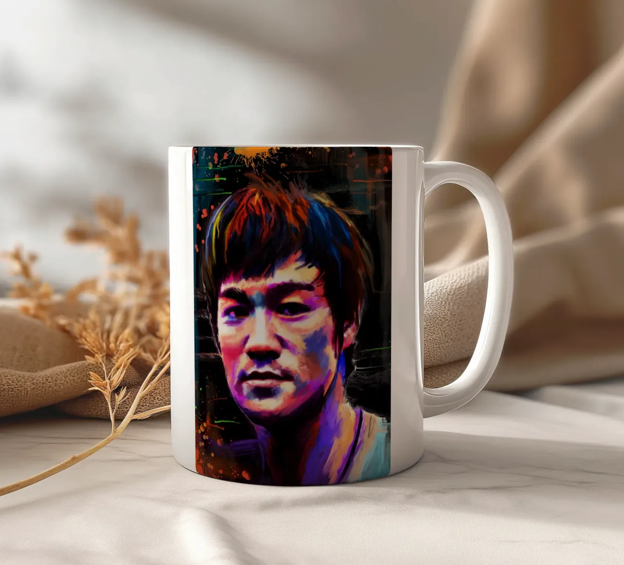 Bruce Lee abstract colorful pop art tazza in ceramica da Lembayung art