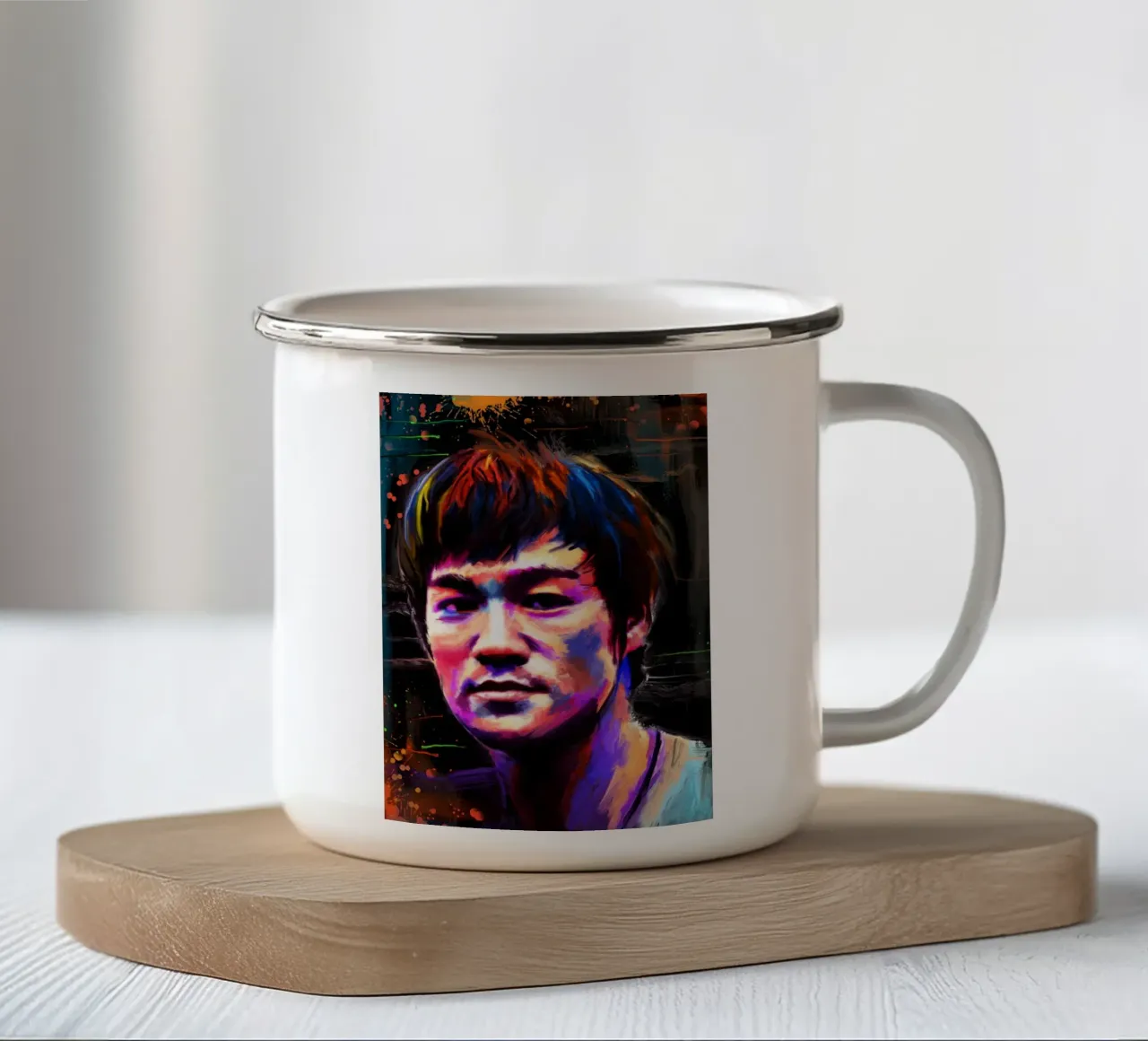 Bruce Lee abstract colorful pop art tazza in smalto da Lembayung art