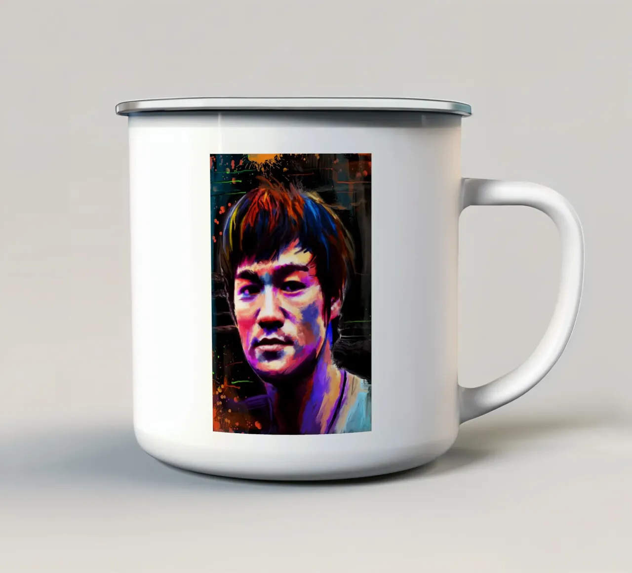 Bruce Lee abstract colorful pop art tazza in smalto da Lembayung art