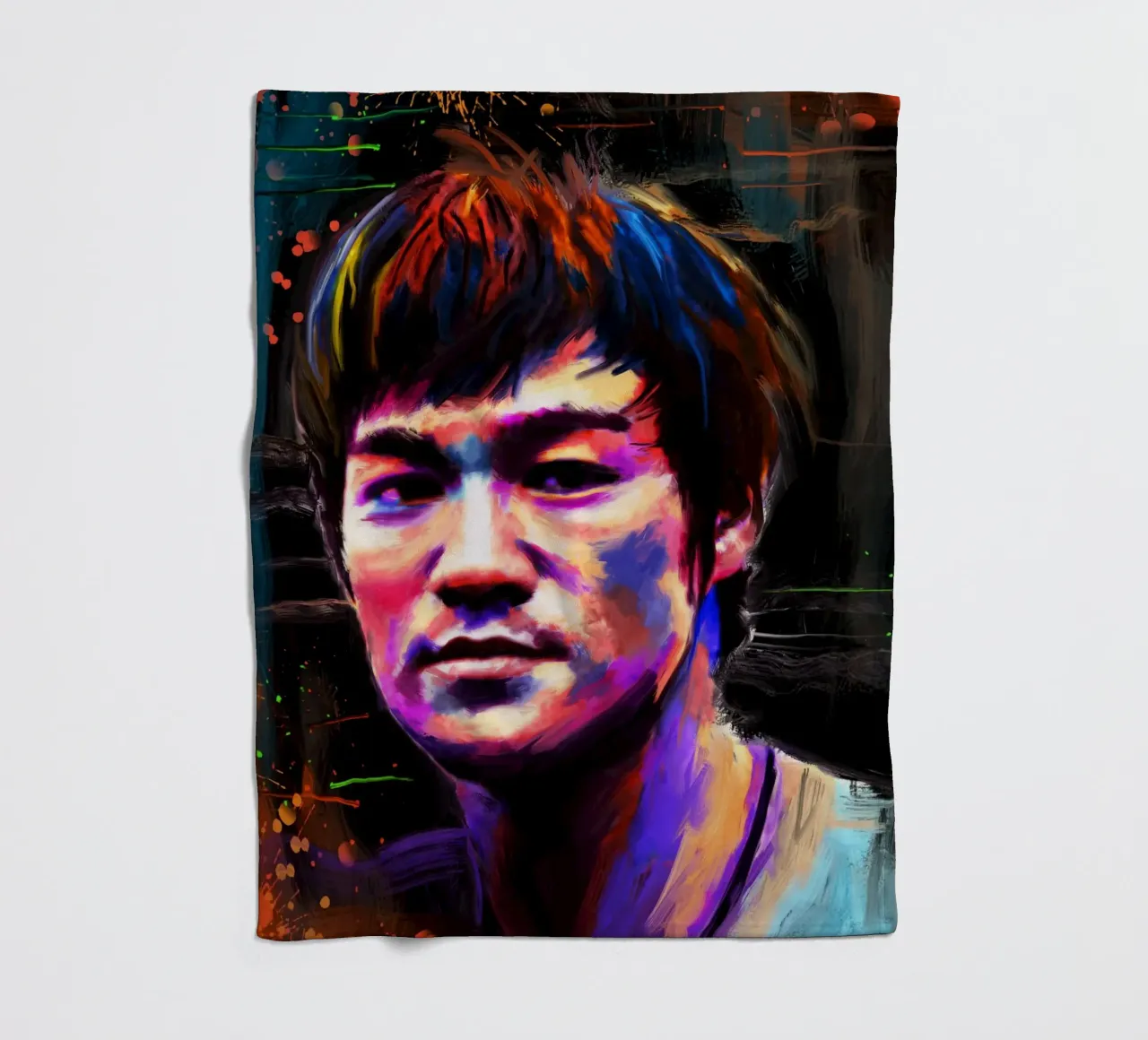 Bruce Lee abstract colorful pop art coperta in pile da Lembayung art
