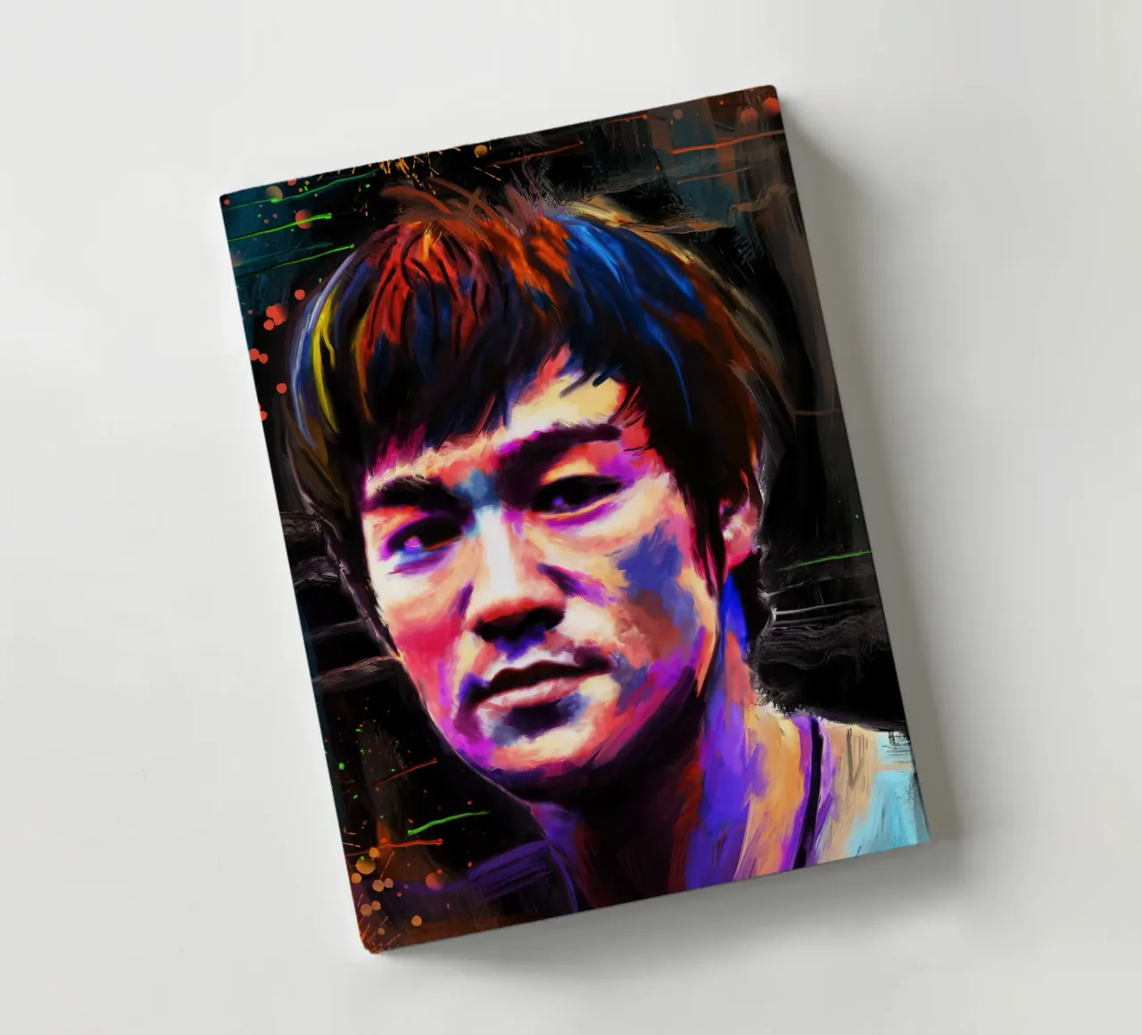 Bruce Lee abstract colorful pop art notebook by Lembayung art