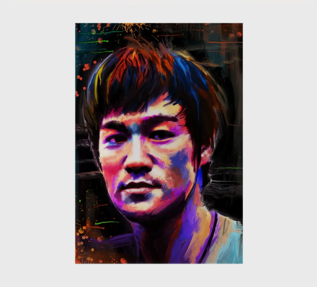 Bruce Lee abstract colorful pop art notebook by Lembayung art
