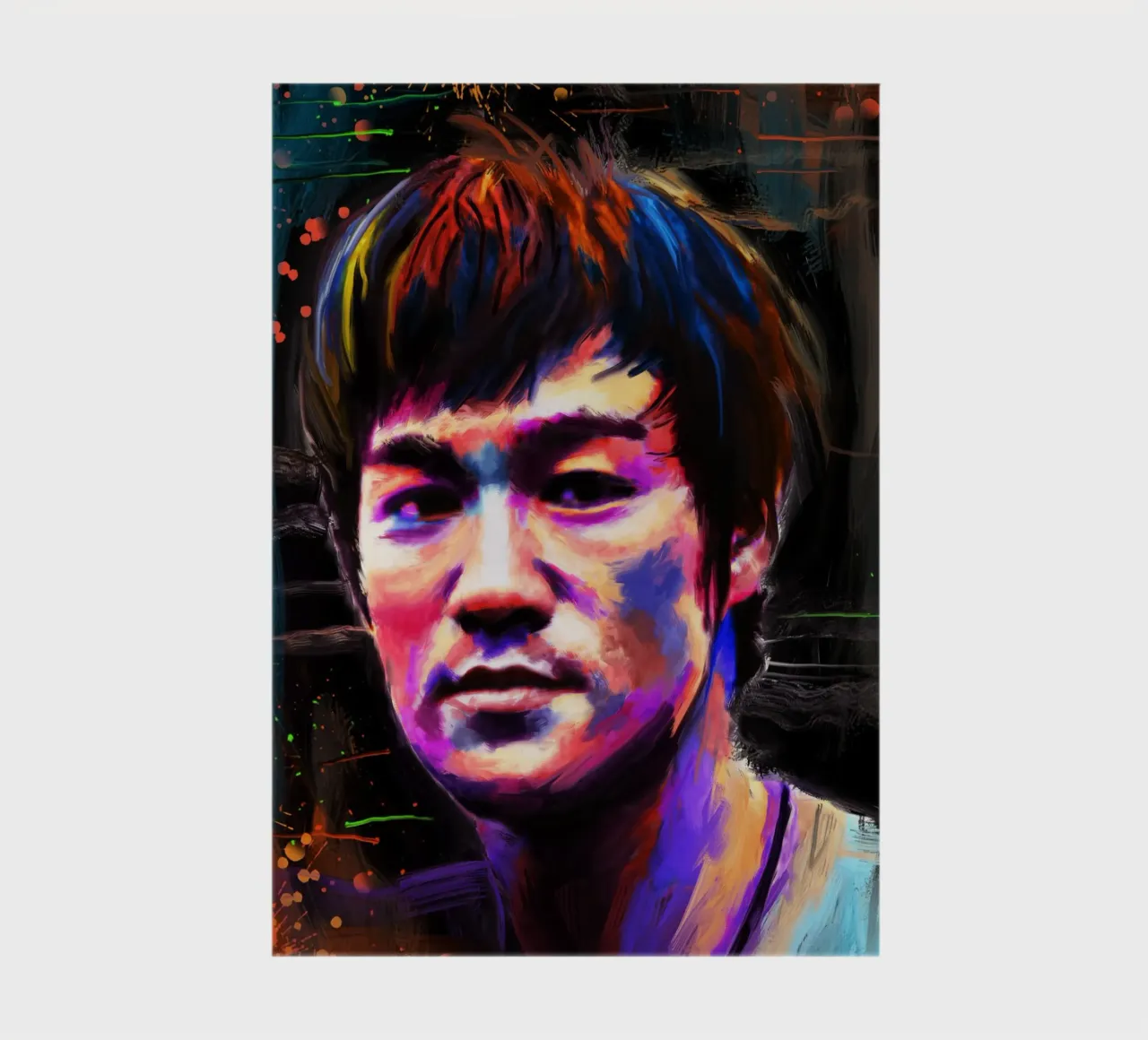 Bruce Lee abstract colorful pop art notebook by Lembayung art