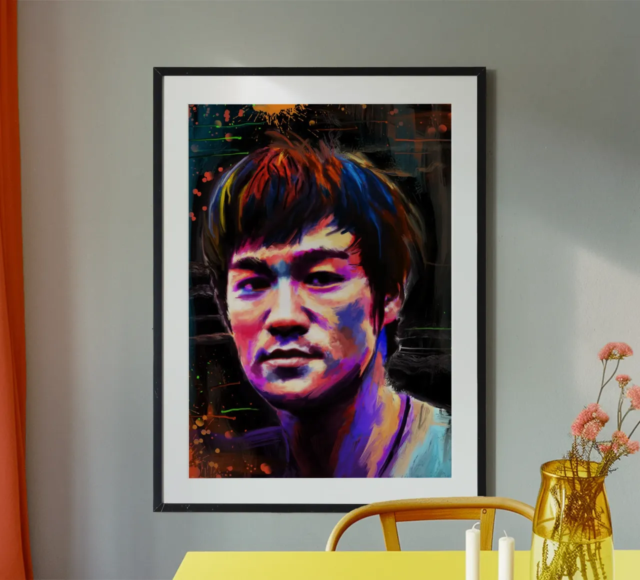 Bruce Lee abstract colorful pop art carta hahnemühle da Lembayung art