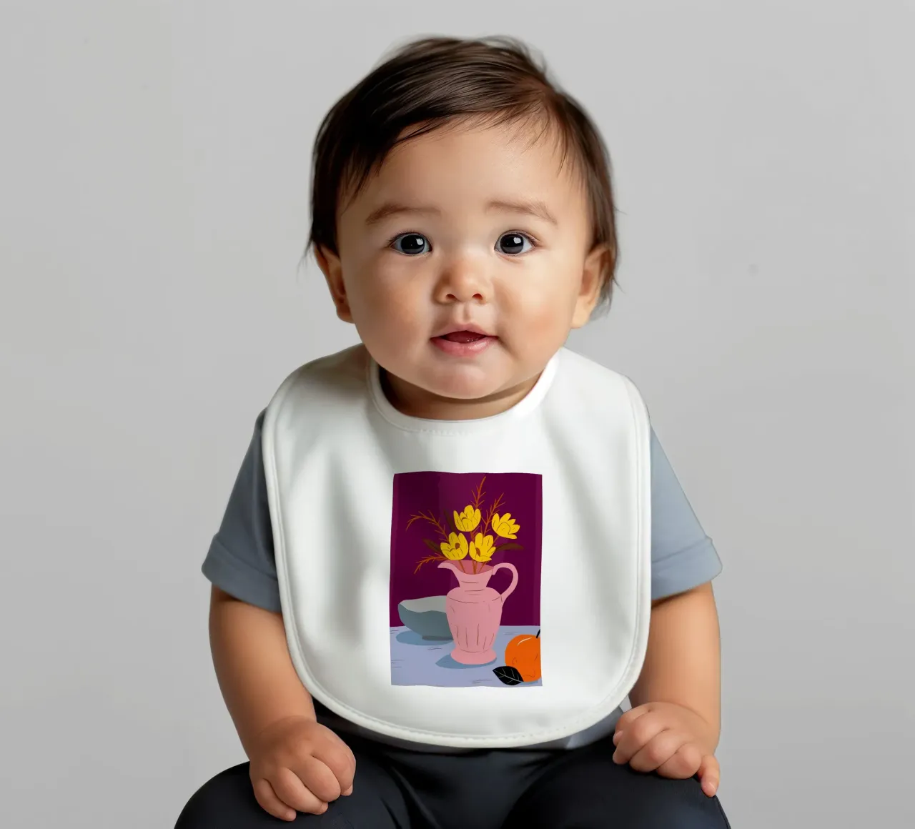 Roseate Pitcher Sunshine baby bib by Rain Balance