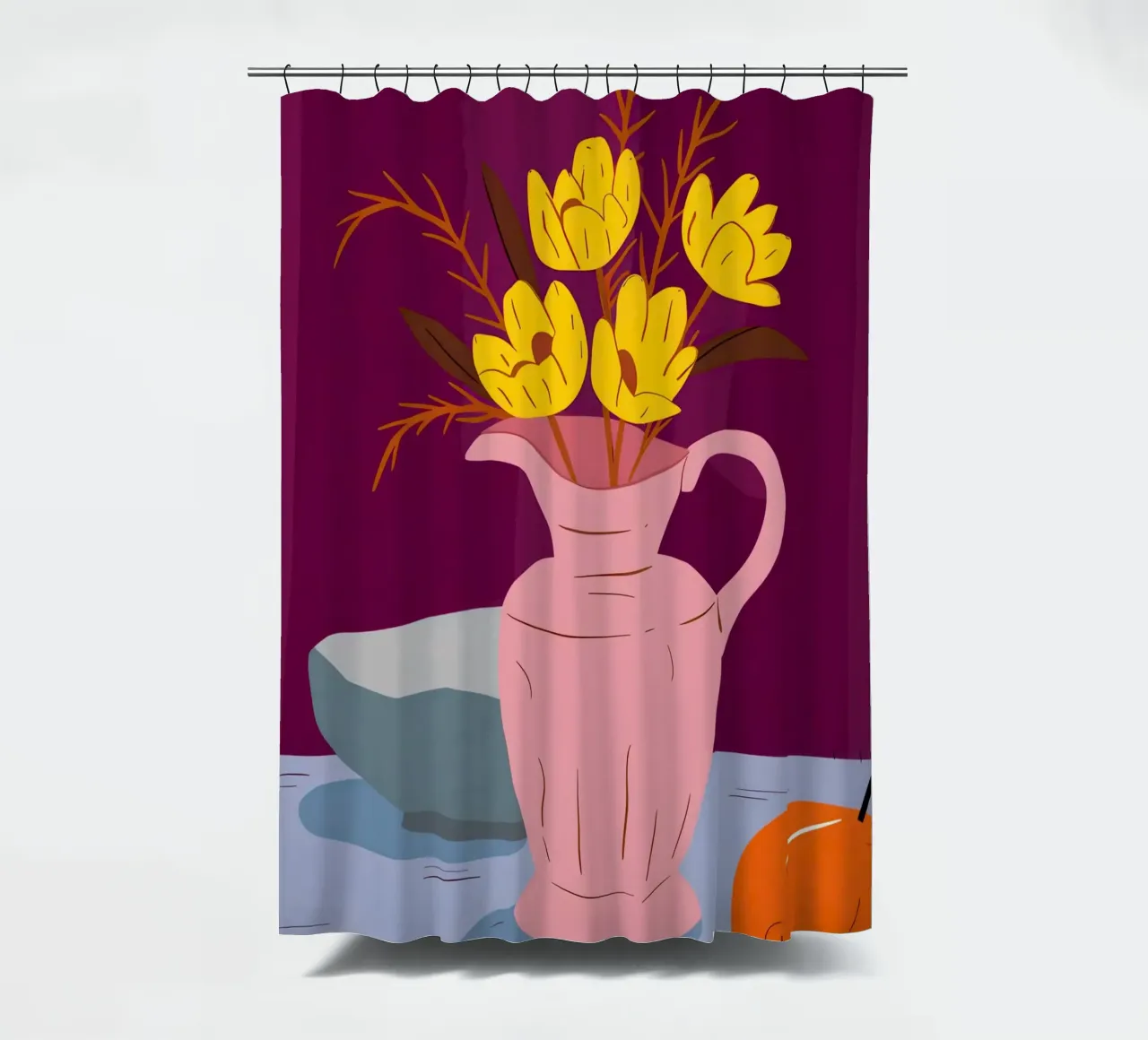 Roseate Pitcher Sunshine shower curtain by Rain Balance