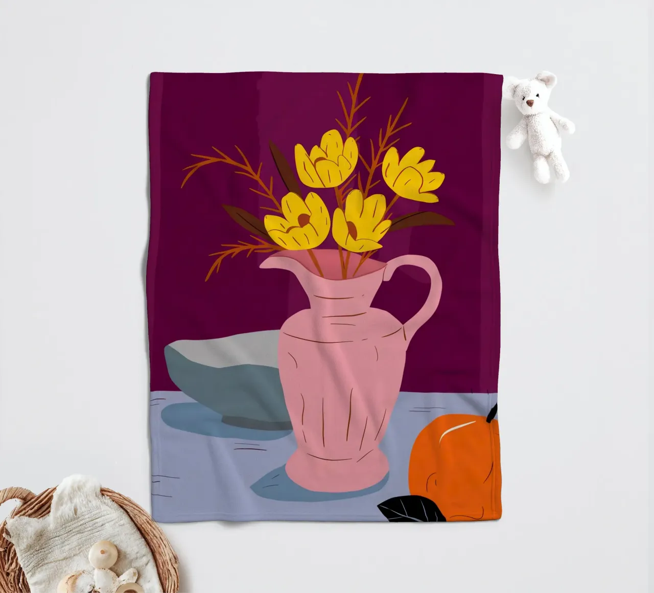 Roseate Pitcher Sunshine fleece blanket by Rain Balance