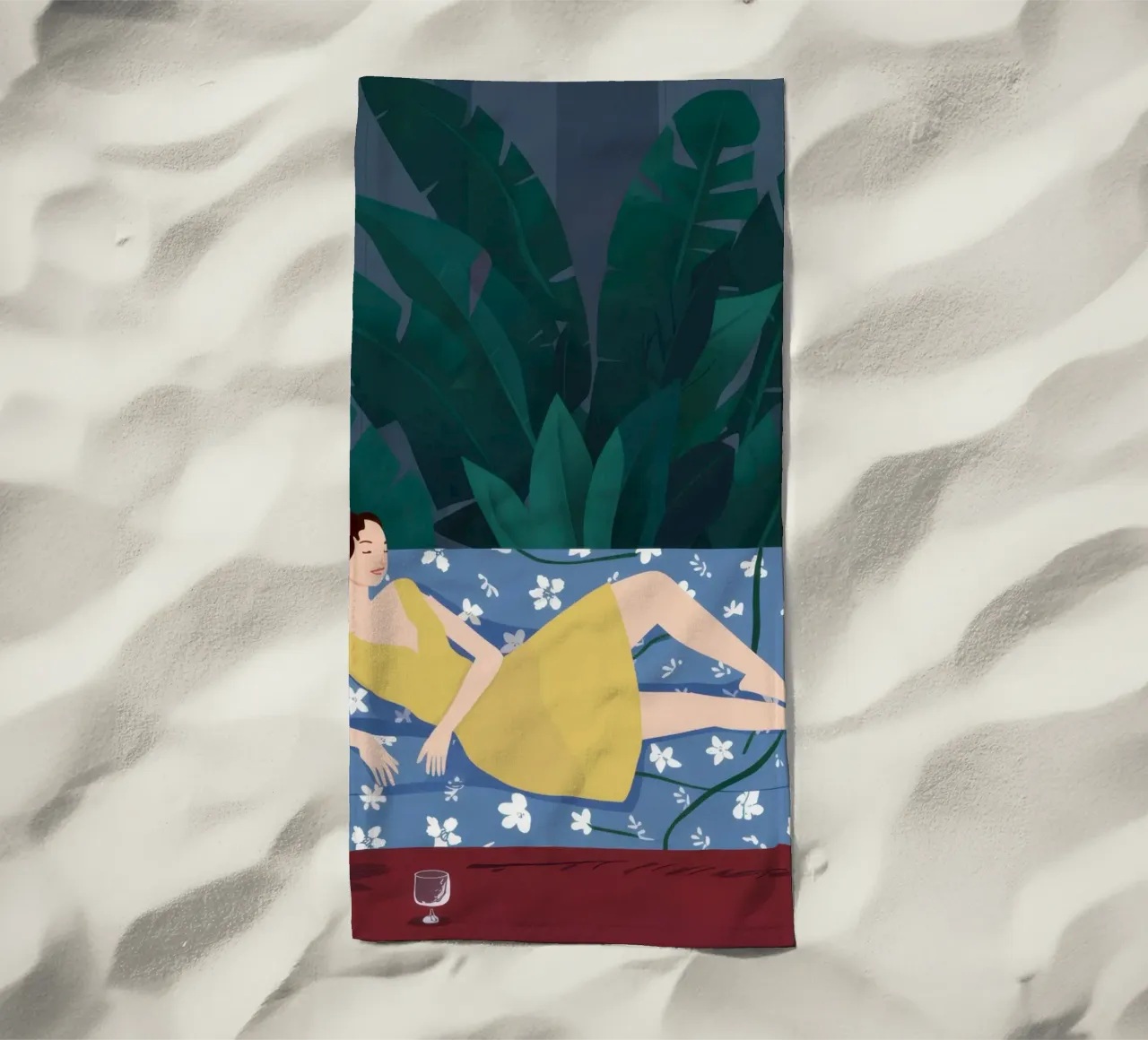 Emerald Reading Repose beach towel by Giant Foxs