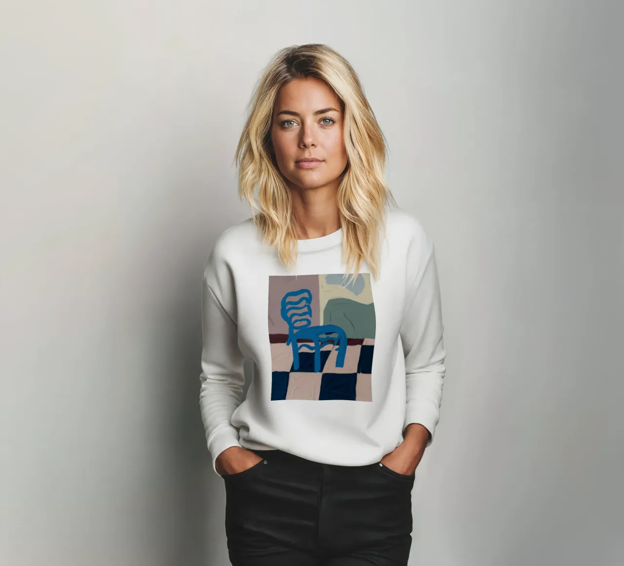 Cerulean Geruite Zitting sweatshirt van Rain Balance