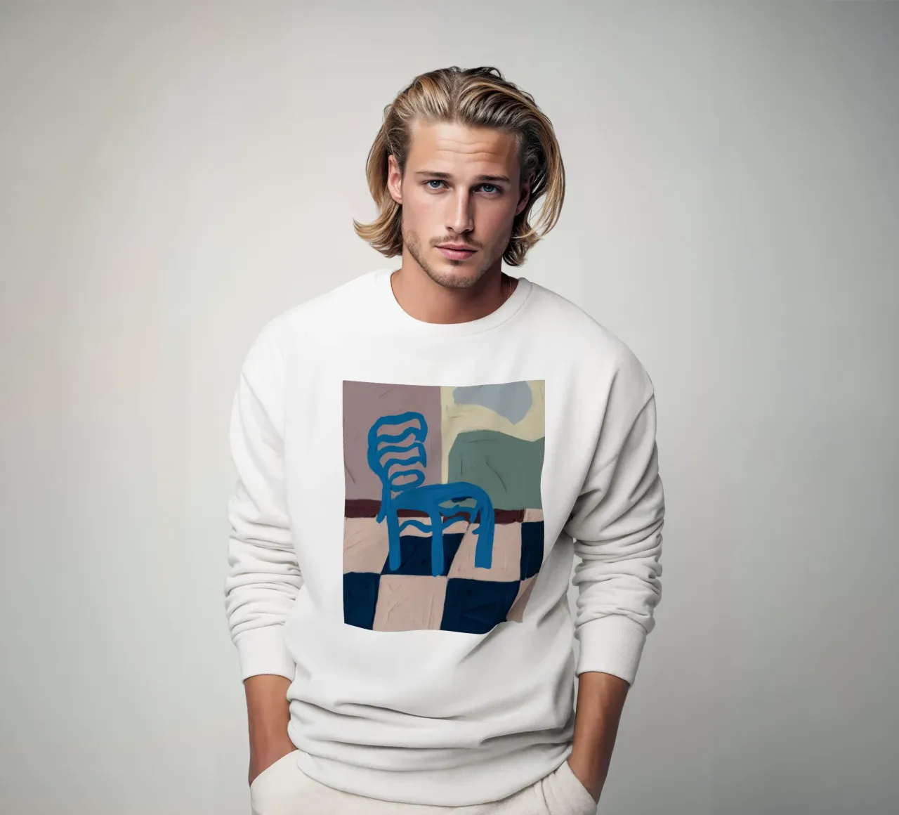Cerulean Geruite Zitting sweatshirt van Rain Balance