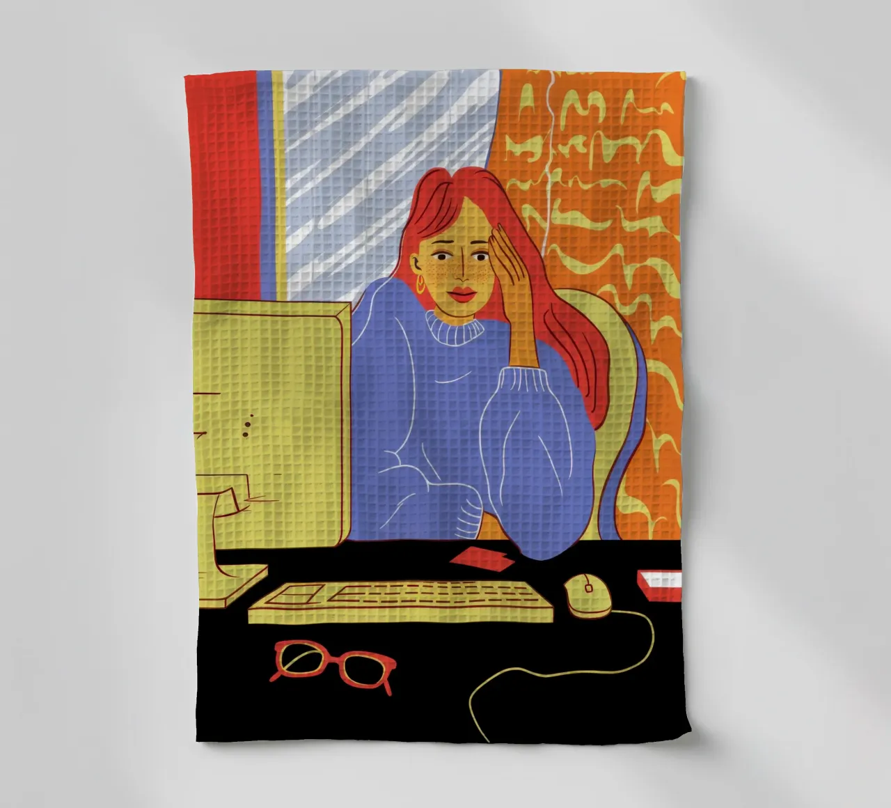 Midnight Coding Glow tea towel by Giant Foxs