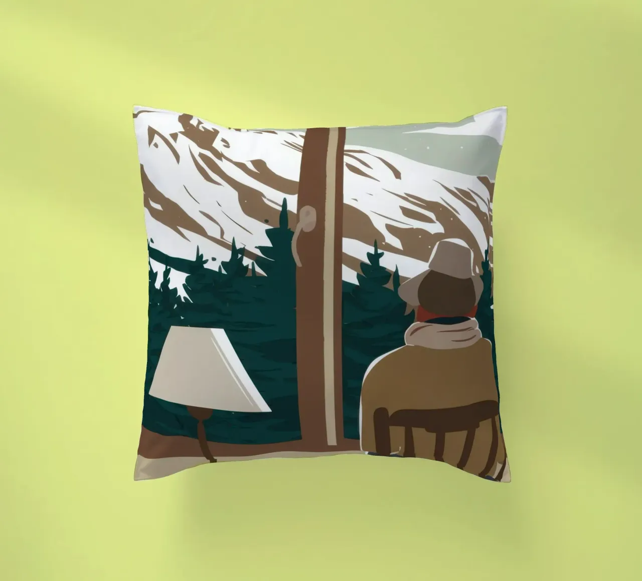 Wintry Window Contemplation decorative cushion by Giant Foxs