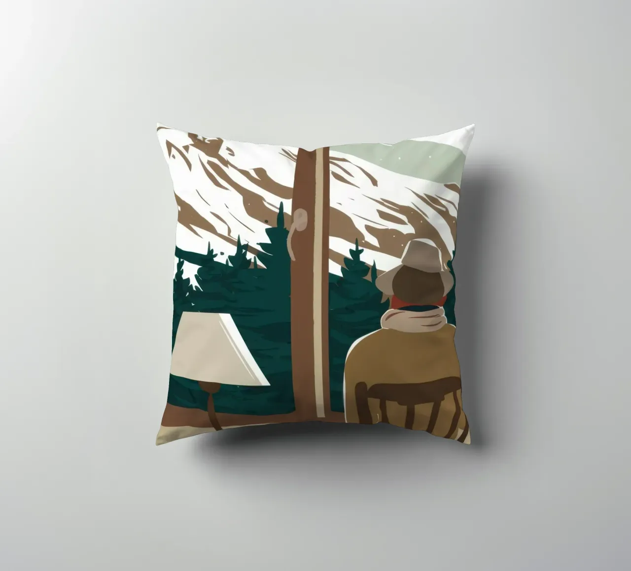Wintry Window Contemplation decorative cushion by Giant Foxs