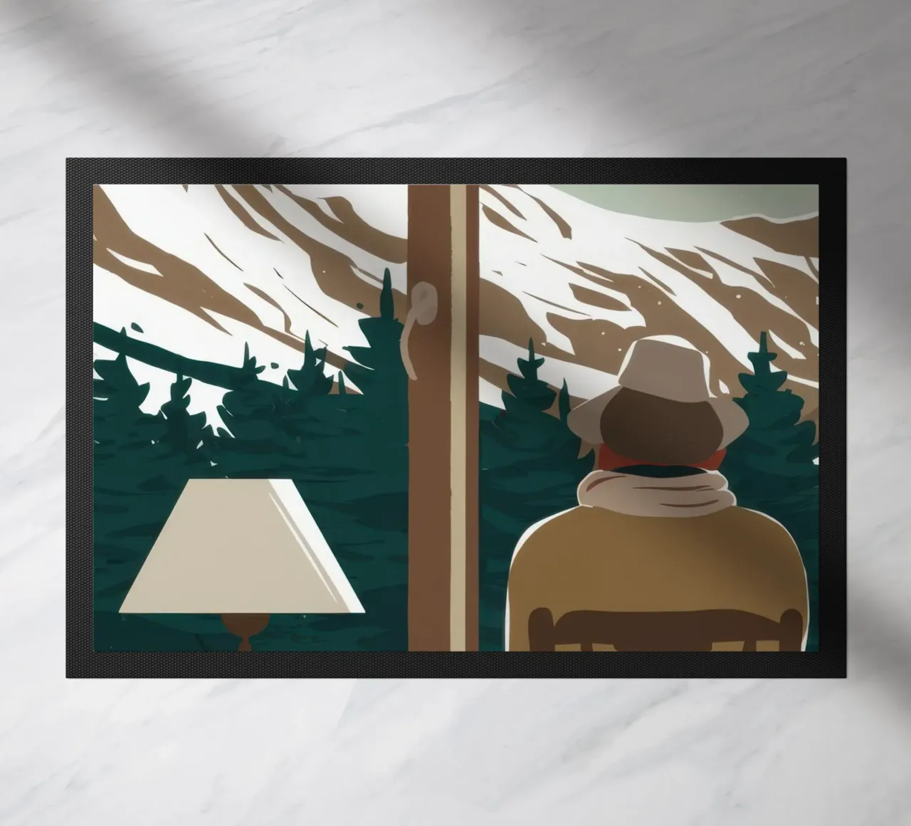 Wintry Window Contemplation doormat by Giant Foxs