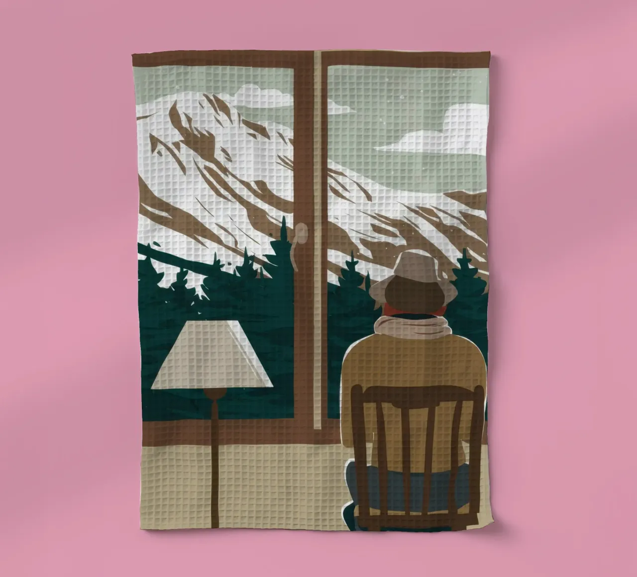 Wintry Window Contemplation tea towel by Giant Foxs