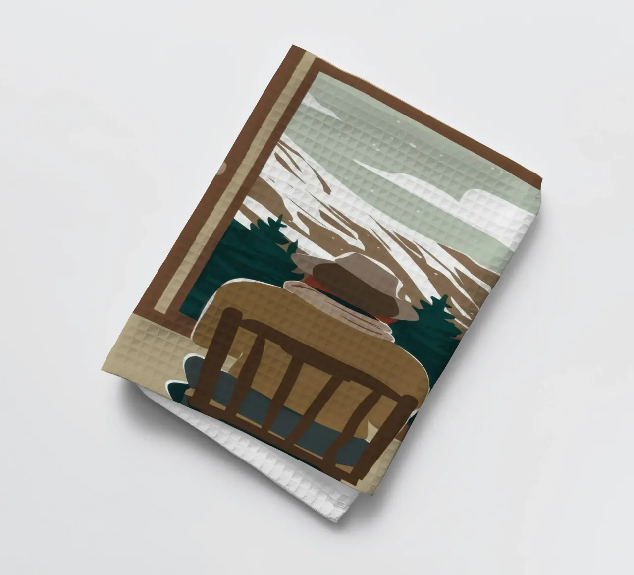 Wintry Window Contemplation tea towel by Giant Foxs