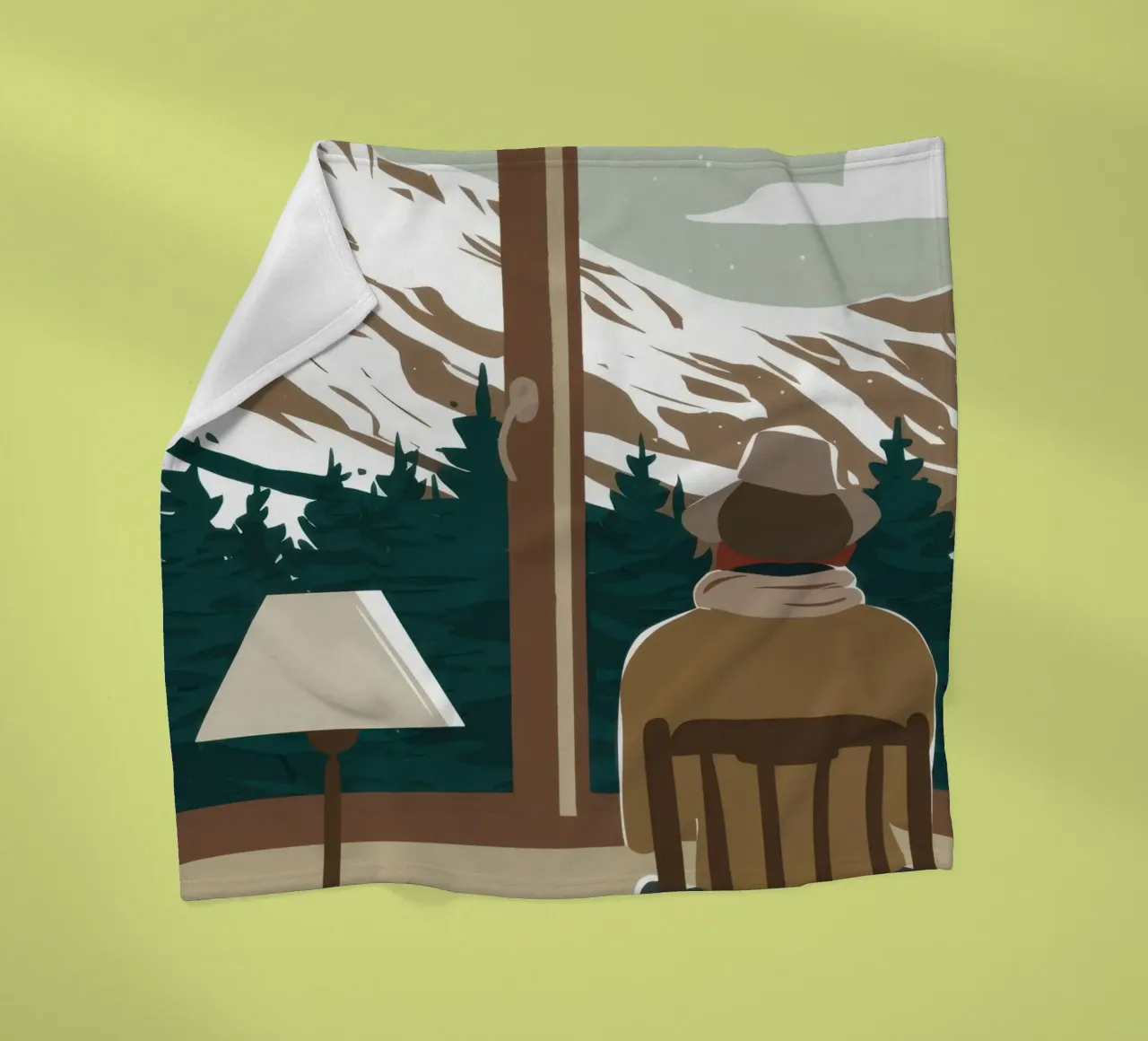 Wintry Window Contemplation fleece blanket by Giant Foxs