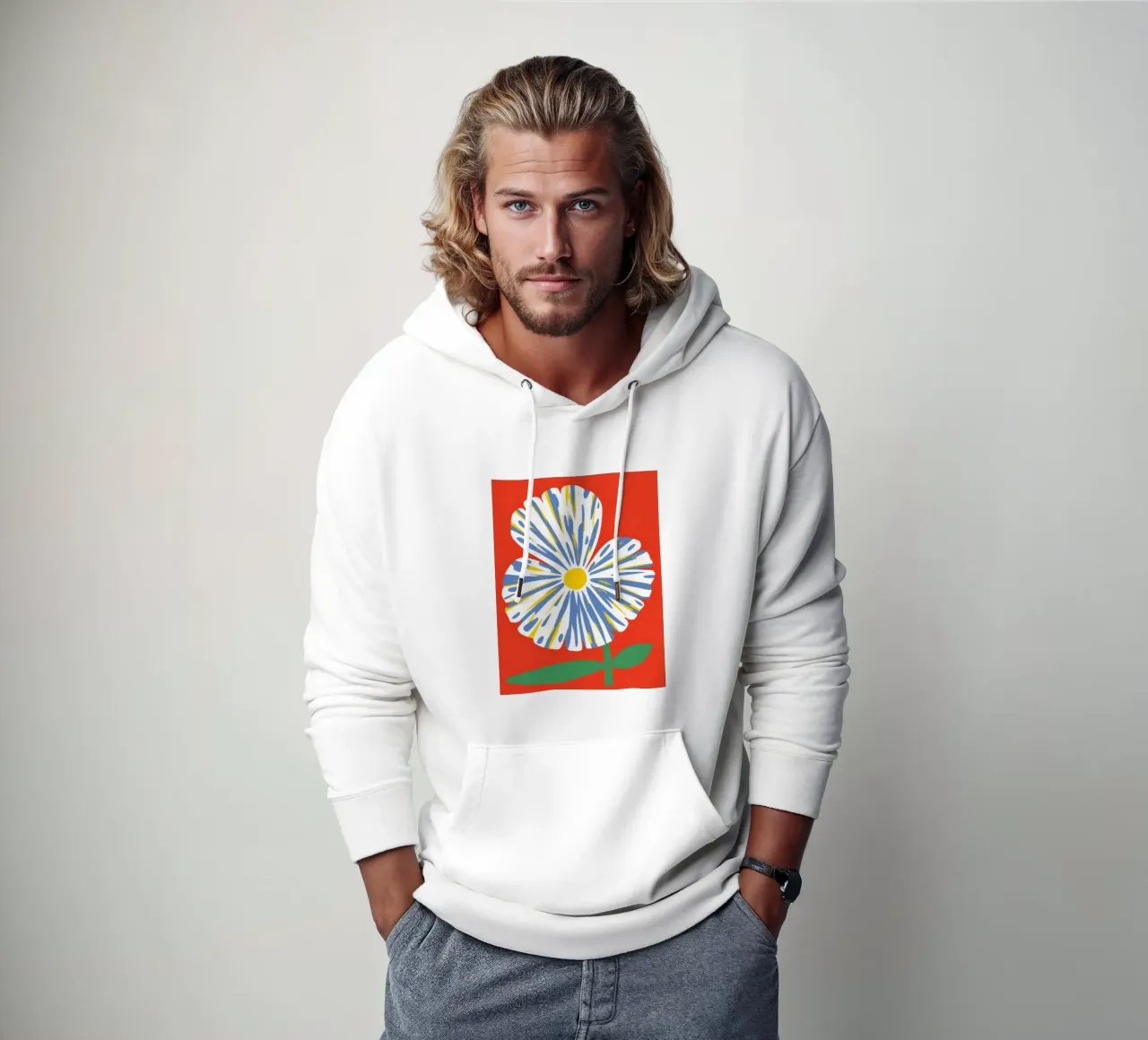 Sguardo grafico di Anemone felpa con cappuccio da Rain Balance