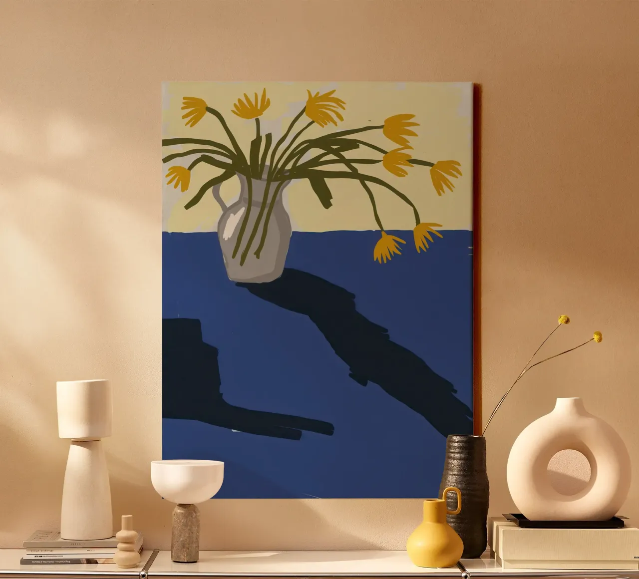 Gioco di ombre illuminate dal sole tela con Cornice a cassetta da Giant Foxs